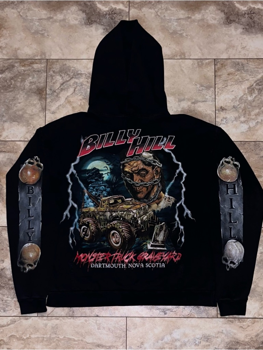 Billy Hill Monster Truck Graveyard Hoodie Black Size Large